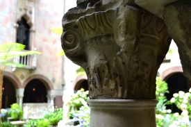 engraved pillars around the courtyard